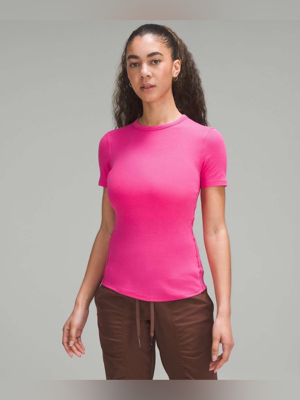 Lululemon womens pink hold tight tshirt ribbed SS womens size 6
